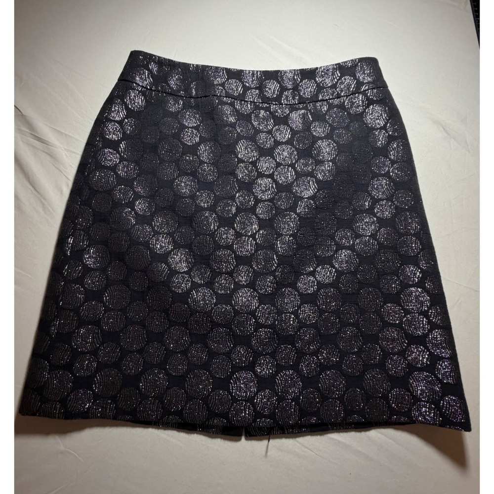 Madison Womens Silver Metallic Polka Dot Jacquard‎ A-Line Mini Skirt Navy Blue 6